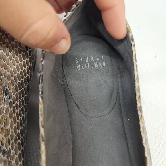 Stuart Weitzman Size 8.5 Tulip Bow Snake Skin Print Ballet Flats F - Picture 8 of 11